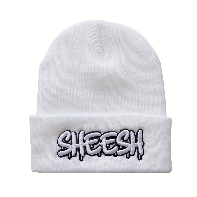 SHEESH Embroidery Cold Hat Warm Knitted Wool Hat For Men And Women