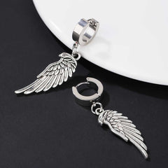 Men's Silver Plated Eagle Wings Dangle Earrings For Bold Style