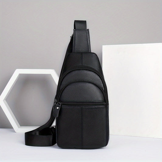 Men's High Leather Chest Bag for Mobile Phone