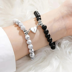 Unisex Stainless Steel Dazzling Luminous Crown Heart Beads Magnetic Bracelet