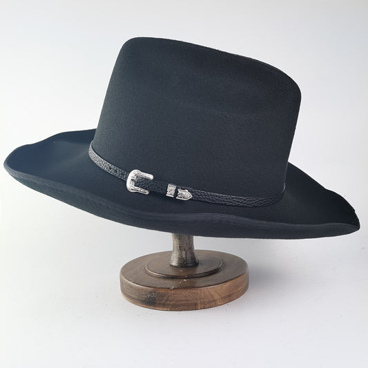 Mens Tweed Western Cowboy Hat Cocked Hump Autumn Winter Riding Hat