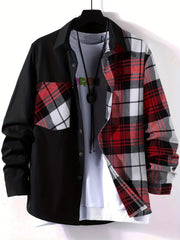 Men's Plaid Button Up Shirt with Chest Pocket