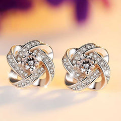 Women's Silver Plated Celtic Knot Stud With Cubic Zirconia