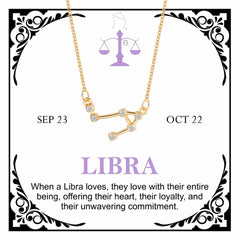Women's Gold Plated Cubic Zirconia Zodiac Pendant Necklace With Message Card