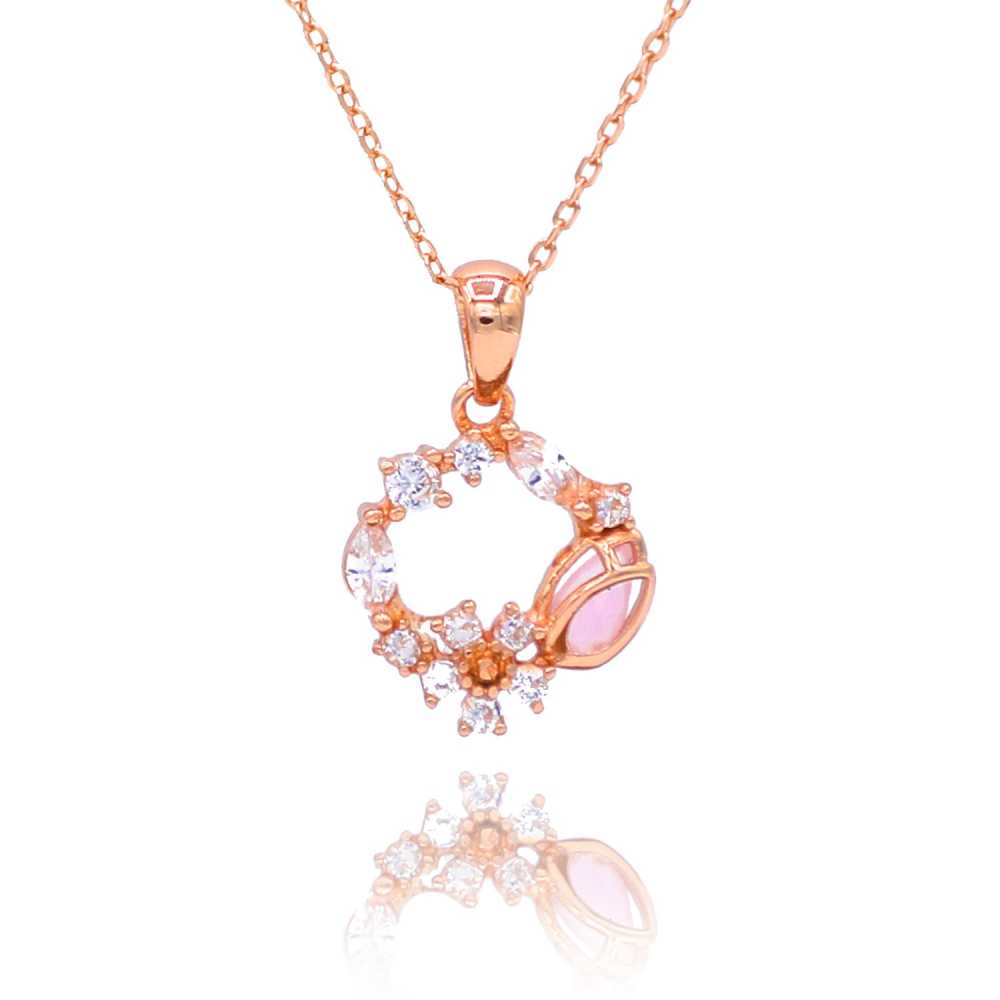 Women's Rose Gold Wreath Pendant Necklace With Lobster Claw Clasp