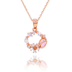 Women's Rose Gold Wreath Pendant Necklace With Lobster Claw Clasp