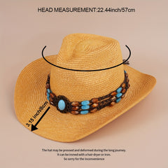 Cowboy Straw Hat Summer Sun Protection Jazz Large Brim Beach Hat