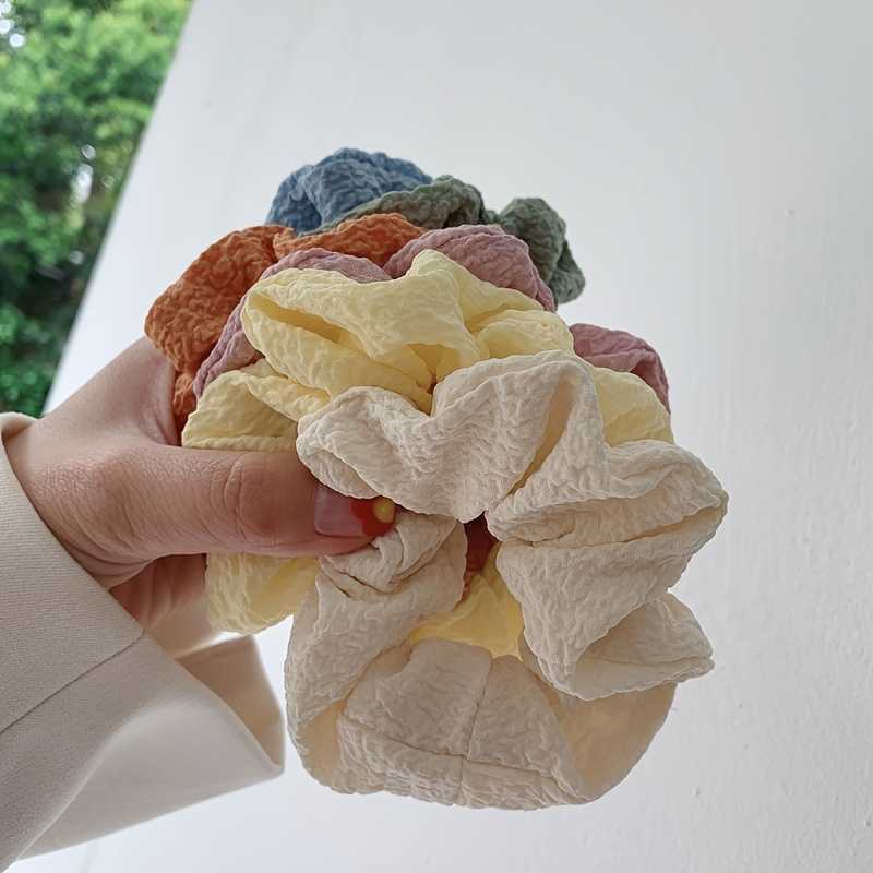 7pcs Whimsical Soft Touch Hair Scrunchies In Pastel Colors For Women