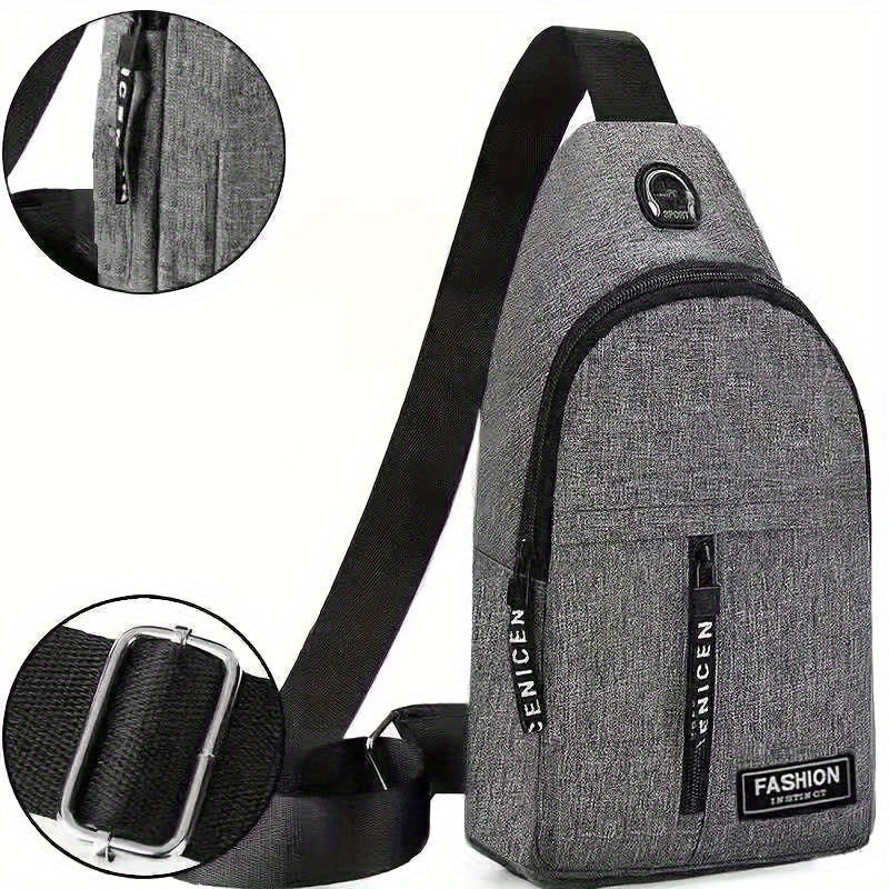 Men's Portable Travel Nylon Chest Bag Casual Sports Shoulder Crossbody Bag
