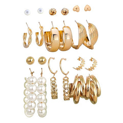 Women's 22 Piece Gold Plated Combo Set Stud And Hoop Earrings
