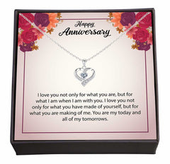 You Are My Present and Future, My Love, Charming Jewellery Keepsake with Warm Anniversary Wishes.