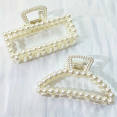 2pcs Large Faux Pearl Hair Claw Clips Elegant Hair Accessories