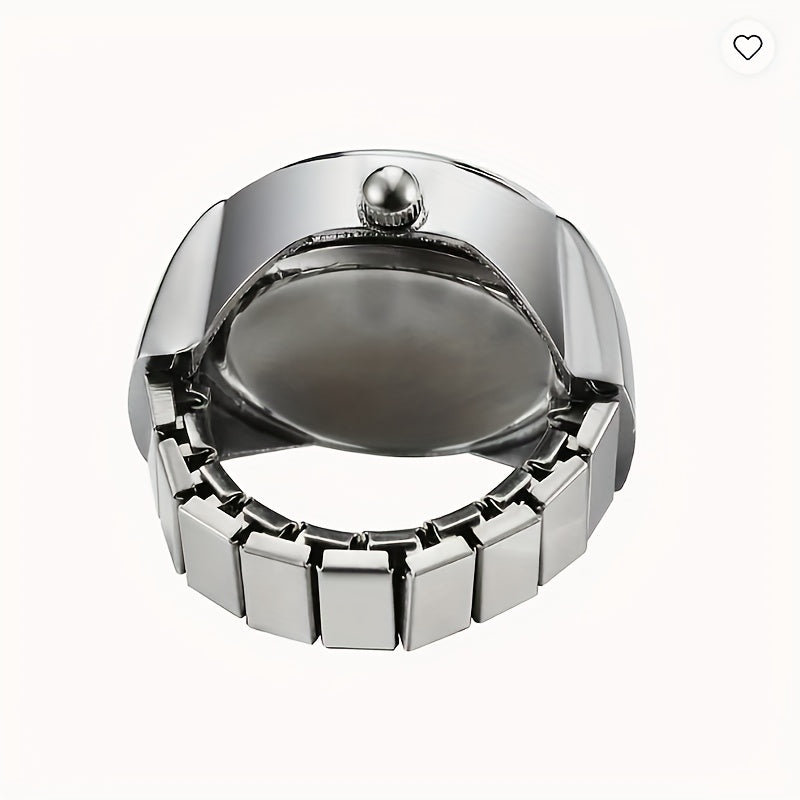Unisex Silver Plated Adjustable Quartz Clock Finger Ring  For Timeless Style