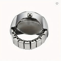 Unisex Silver Plated Adjustable Quartz Clock Finger Ring  For Timeless Style