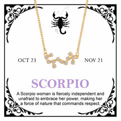 Women's Gold Plated Cubic Zirconia Zodiac Pendant Necklace With Message Card