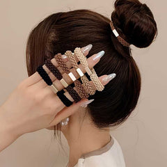 5pcs Trendy Braided Elastic Hair Ties Ponytail Holders For Women