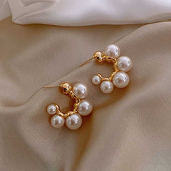 Elegant Hoop Earrings With Faux Pearls, Elegant Ear Jewelry.