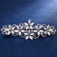 Vintage Elegant Flower Rhinestone Hairpin A Stylish Spring Clip For Ponytails