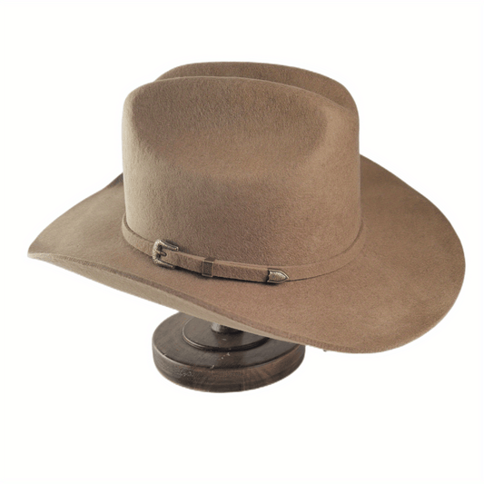 Western Mens Tweed Wool Cowboy Hat Metal Buckle Faux Wool Retro Knight Hat
