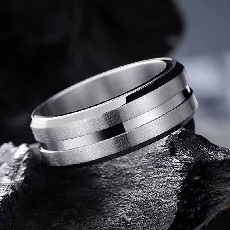 Durable And Stylish Stainless Steel Men's Grooved Ring