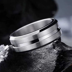 Durable And Stylish Stainless Steel Men's Grooved Ring