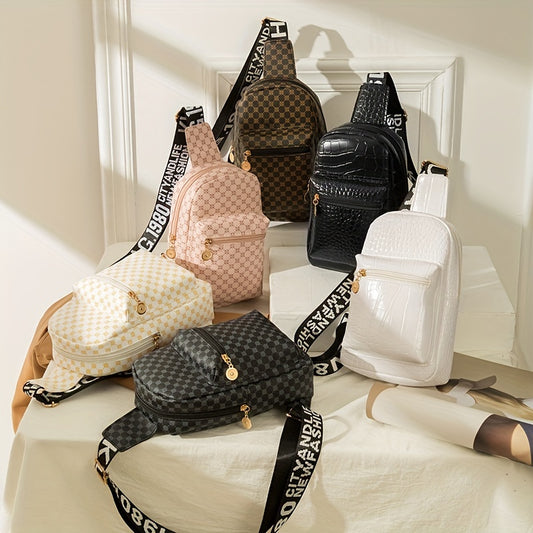 Geometric Graphic Sling Bag Shoulder Chest Bag Wide Strap