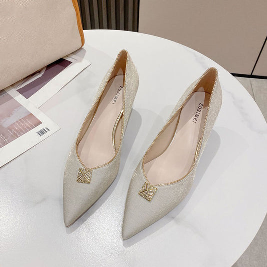 Women's Rhinestone Kitten Heeled Dress Shoes
