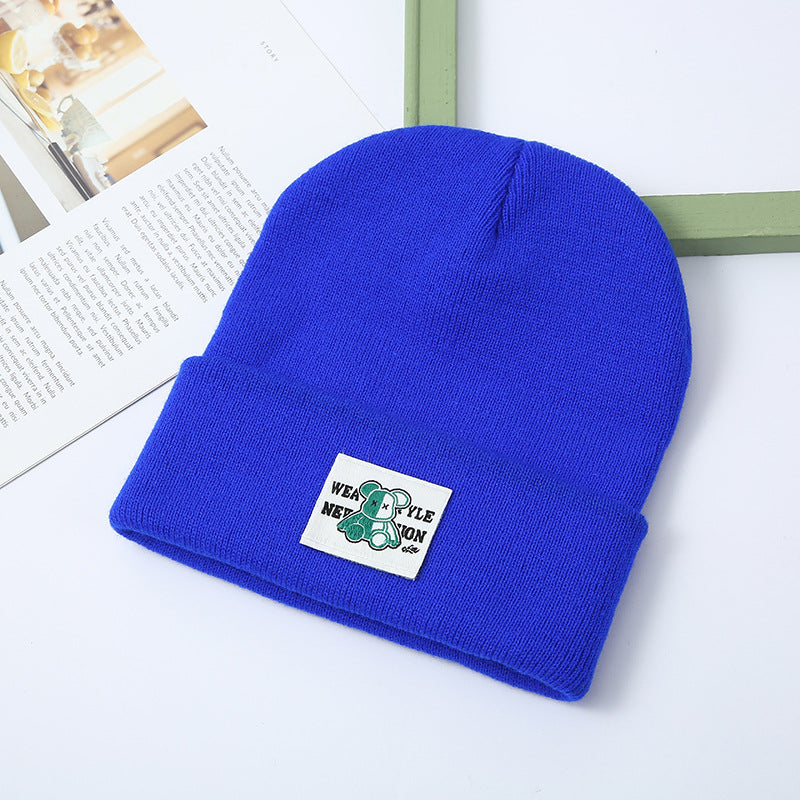 Warm Knitted Hat Bear Men Women Autumn Winter