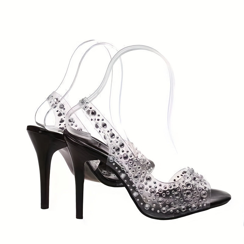 Rhinestone Stiletto Heels Slingback Sandals