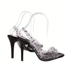 Rhinestone Stiletto Heels Slingback Sandals