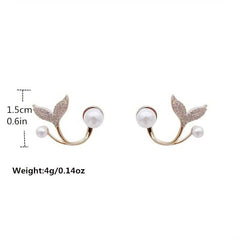 Pearl Mermaid Tail Shaped Stud Earrings Women's Statement Jewelry.