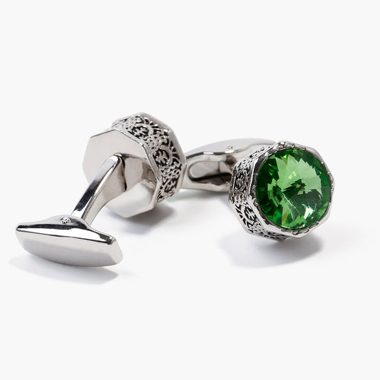 Colorful Crystal Hexagonal Cufflinks Retro Cuff Links For Men