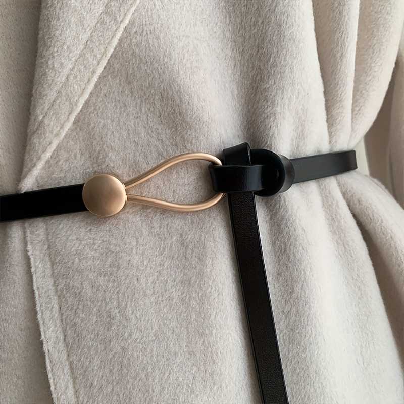Vintage Chic Thin Dress Belt with No Hole Knotted Design