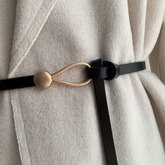 Vintage Chic Thin Dress Belt with No Hole Knotted Design