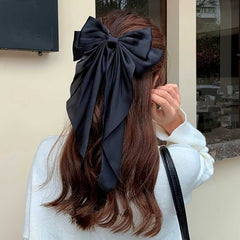 2pcs Solid Color Elegant Hair Clips Vintage Hair Ribbon For Women