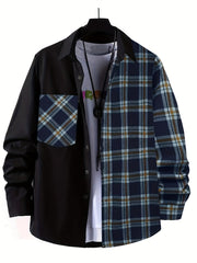 Men's Plaid Button Up Shirt with Chest Pocket