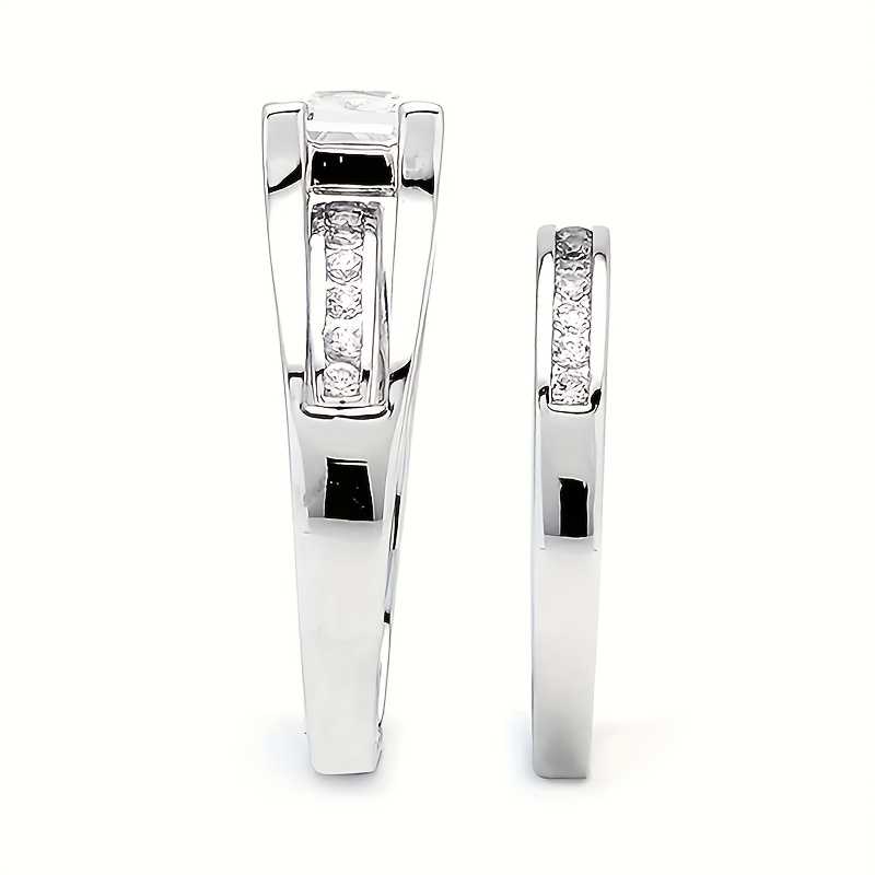 Women's Silver Plated Princess Cut Ring With Cubic Zirconia