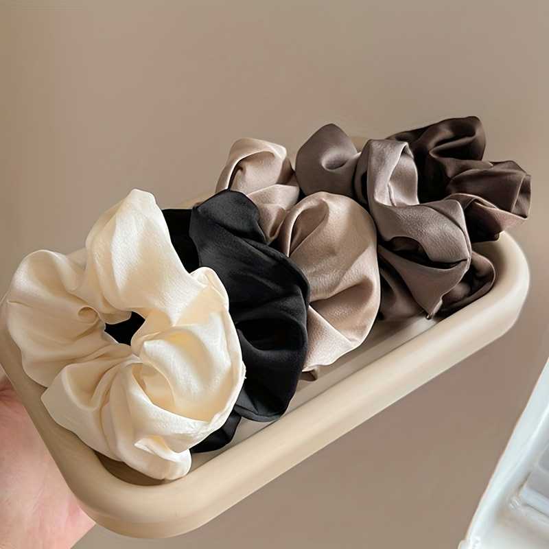 5pcs Elegant Satin Scrunchies Soft  Elasticity Hair Ties For Women