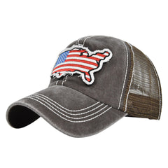 Embroidered American Flag Baseball Cap Duck Tongue Mesh Sunshade Net Cap