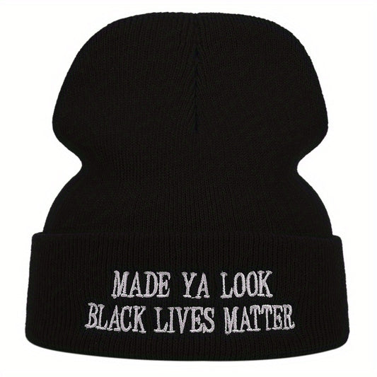 Knitted Hat Embroidery Ski Winter Beanie Skullies Cap Hip H