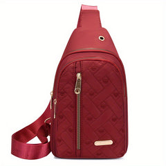 Love Embroidered Nylon Chest Bag for Stylish Travel