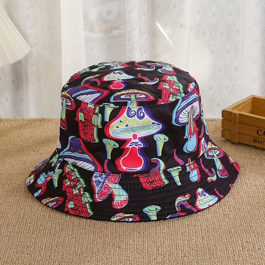 Mushroom Print Fisherman Hat Sunshade for Men and Women