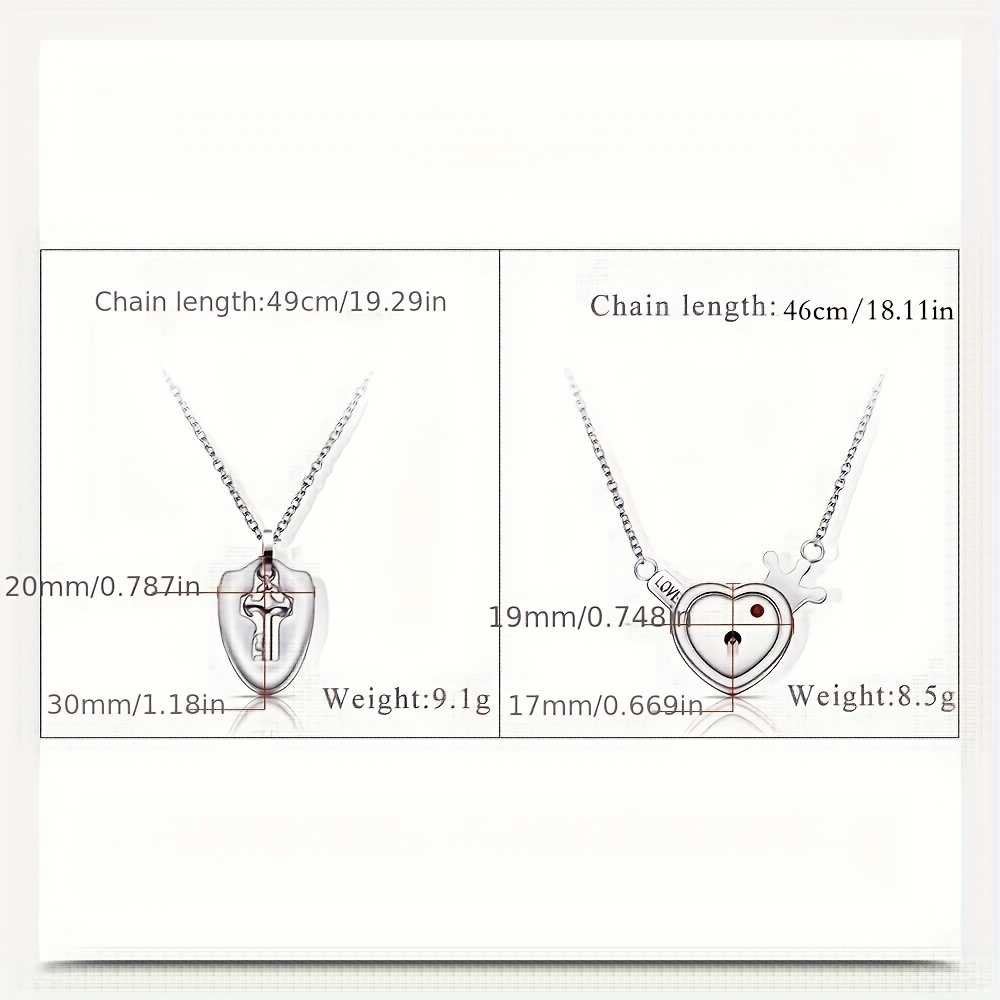 Women's Silver Plated Pair Of Lock And Key Pendant Necklaces