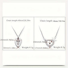 Women's Silver Plated Pair Of Lock And Key Pendant Necklaces