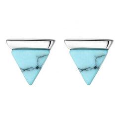 Women's Silver Plated Triangle Stud Earrings With Pushback Closure
