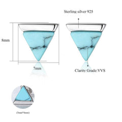 Women's Silver Plated Triangle Stud Earrings With Pushback Closure