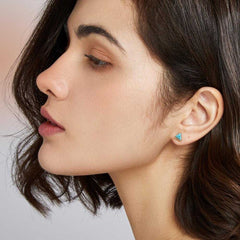 Women's Silver Plated Triangle Stud Earrings With Pushback Closure