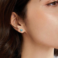 Women's Silver Plated Triangle Stud Earrings With Pushback Closure
