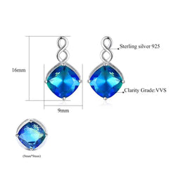 Women's Silver Plated Infinity And Rhombus Shaped Stud Earrings