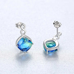 Women's Silver Plated Infinity And Rhombus Shaped Stud Earrings